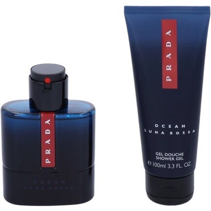 Подарочный набор Prada Luna Rossa Ocean - Туалетная вода-спрей 50 мл + Гель для душа 100 мл - Подарочный набор для мужчин — фото 2