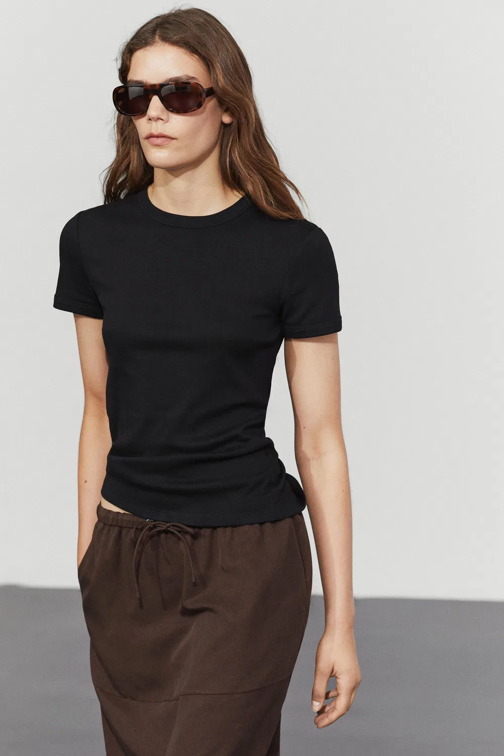 Юбка Massimo Dutti, миди, со шнуровкой, коричневый — фото 3