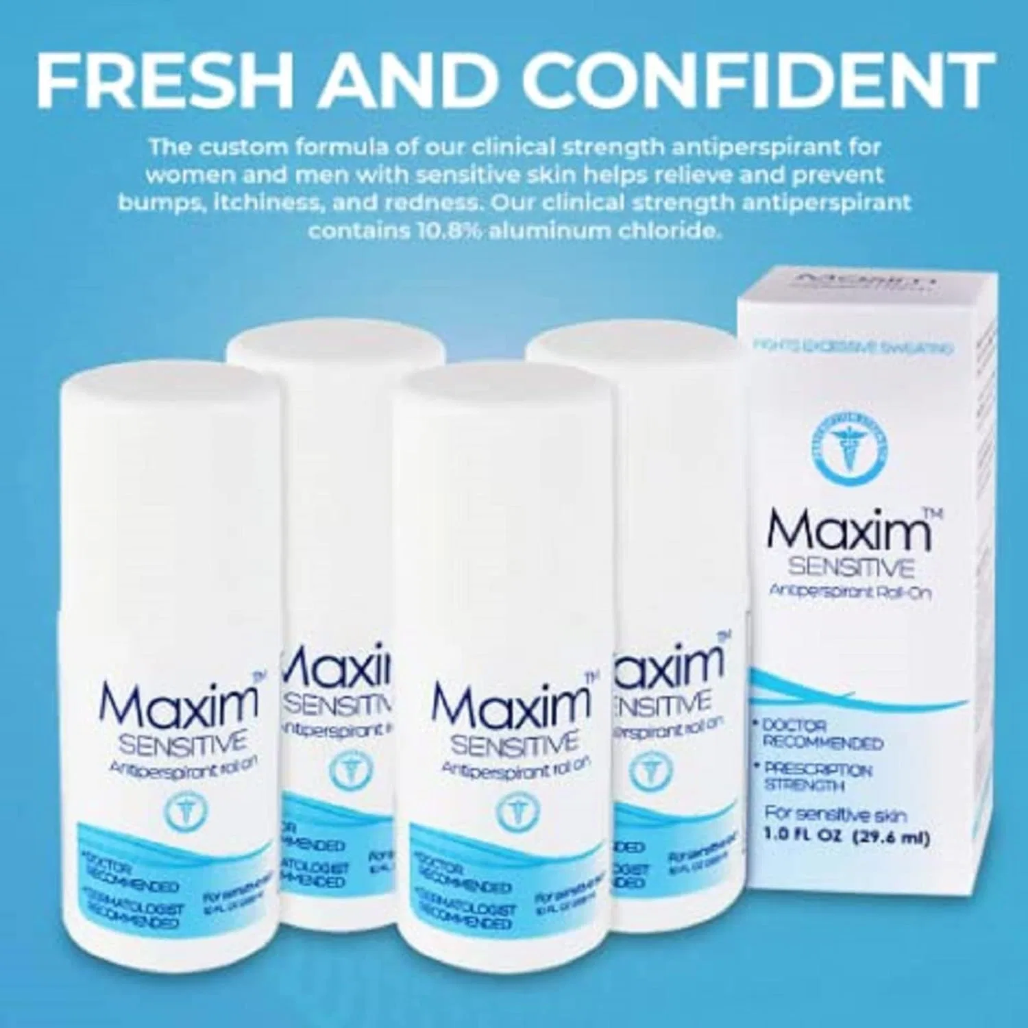 Дезодорант-антиперспирант клинической силы Maxim Sensitive, набор 4 шт, 118 мл, Fresh Maxim Antiperspirant — фото 2