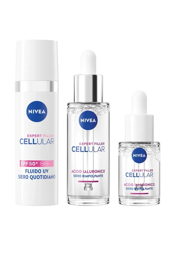 Набор: сыворотка разглаживающая 15 мл и 30 мл и флюид UV SPF 50+ 30 мл Nivea, Trasparent, прозрачный