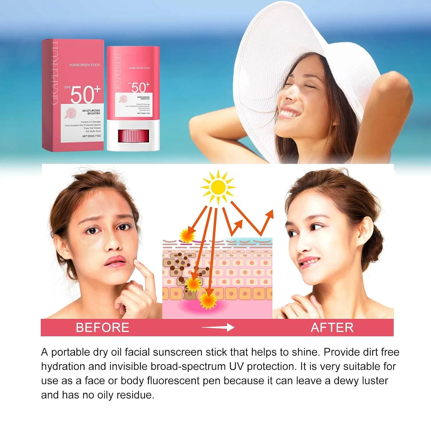 Солнцезащитный стик SPF 50+, 20 г, 1 шт Generisch — фото 4