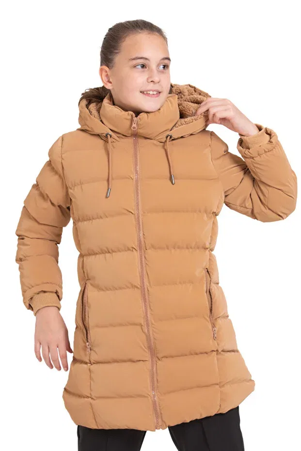 Детское пальто для девочек с длинным рукавом Care Garland, Camel — фото 2