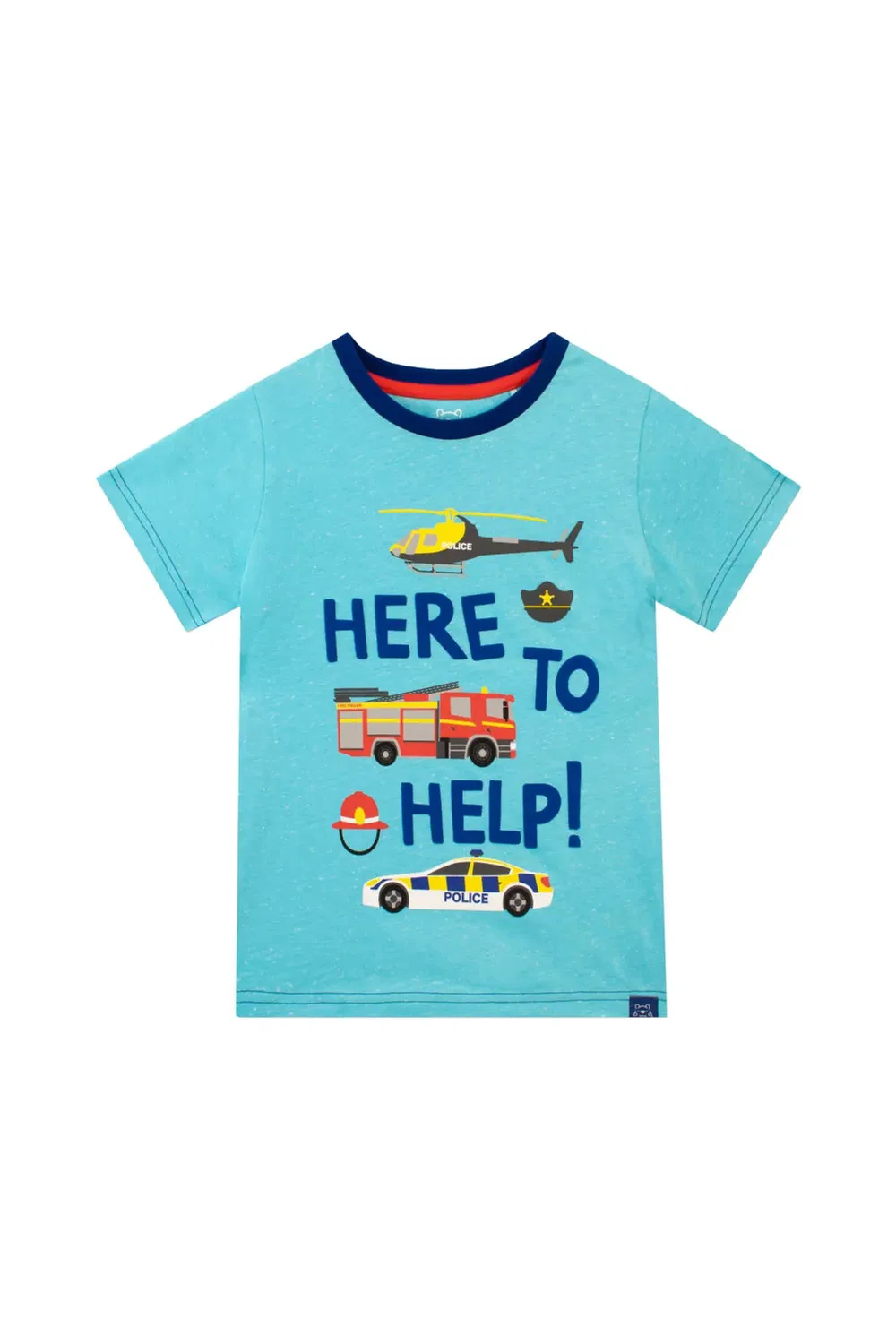 Детская футболка с принтом Here to Help Rescue Car Harry Bear, Blue