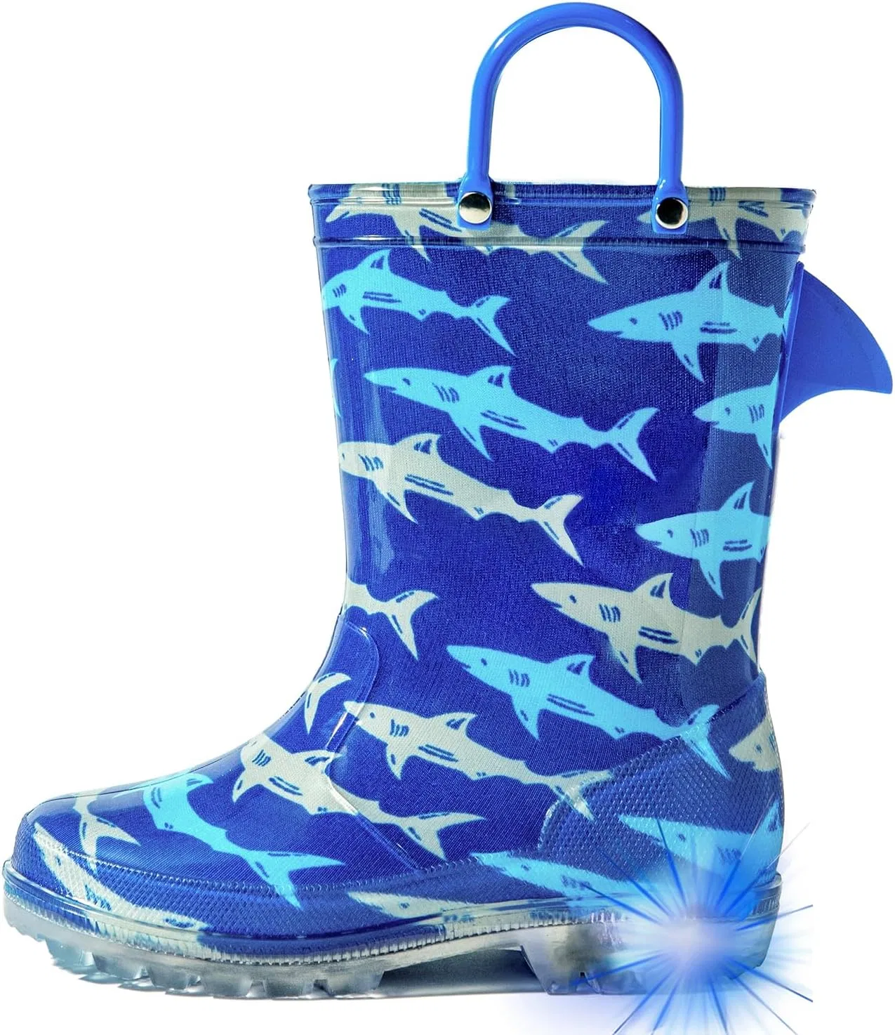 Детские сапоги дождевые с подсветкой для мальчиков SHARK HugRain, Grey Shark