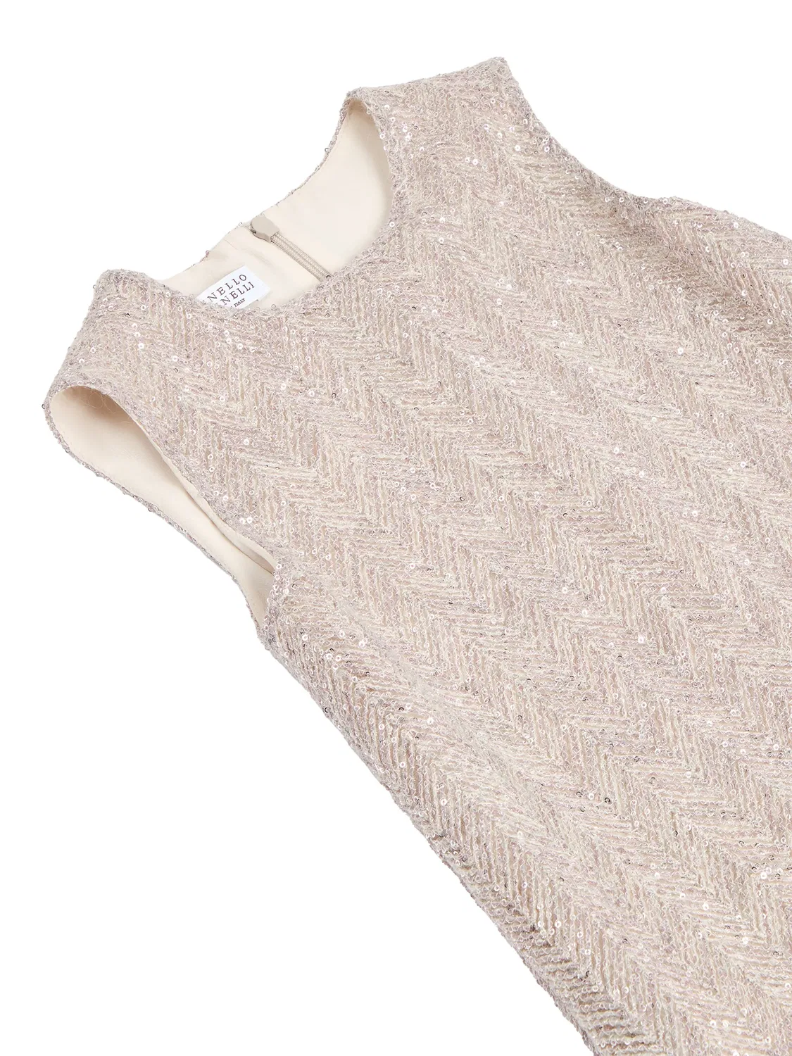 Платье с пайетками Brunello Cucinelli Kids, нейтральные цвета — фото 3