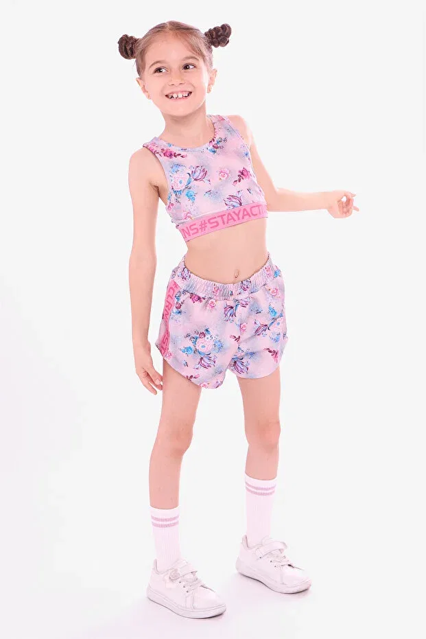 Детские леггинсы для девочек с принтом Skybloom Shorts Leggings Colorinas, Lilac Color — фото 3