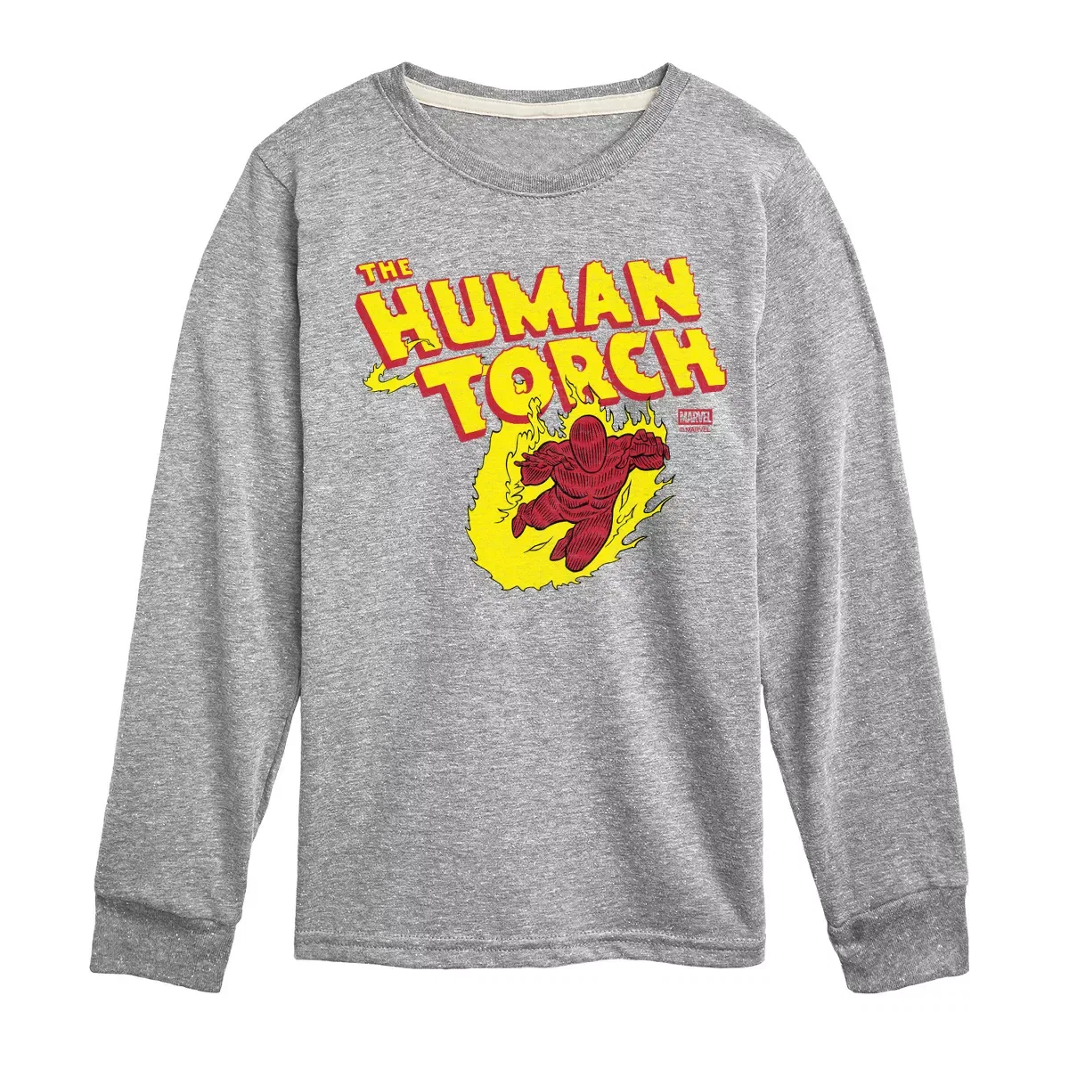 Детское футболка с длинным рукавом Marvel Fantastic Four Human Torch Logo Athletic Heather