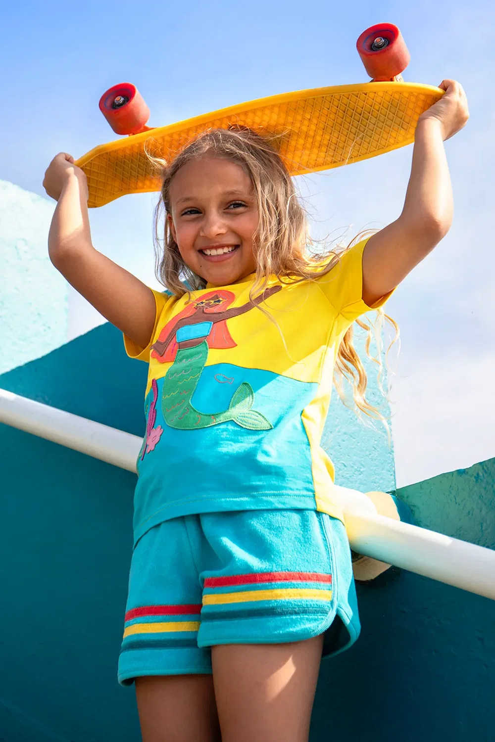 Детские шорты из махровой ткани Coast Frugi, Blue — фото 2