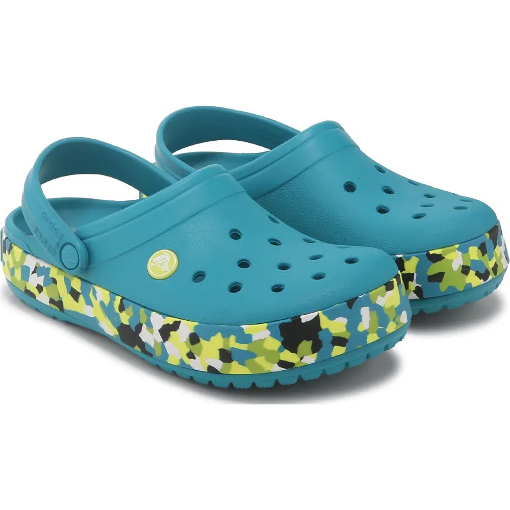 Детские сабо Crocband с мраморным рисунком Crocs, Teal Multi Marble