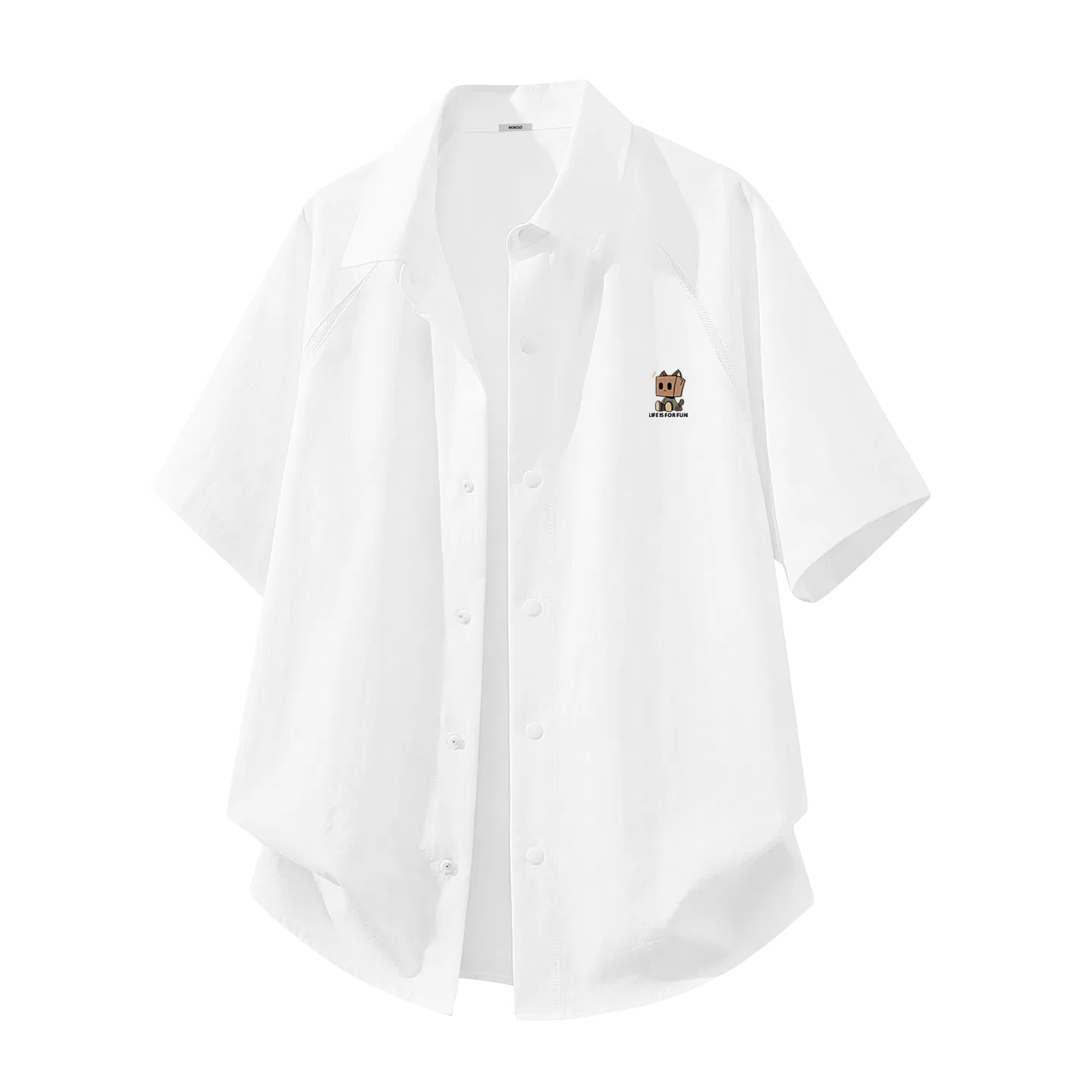 Детская рубашка с лацканами MINISO, Ice Silk Quick-Dry White (MB Carton Cat Child Chest Badge)