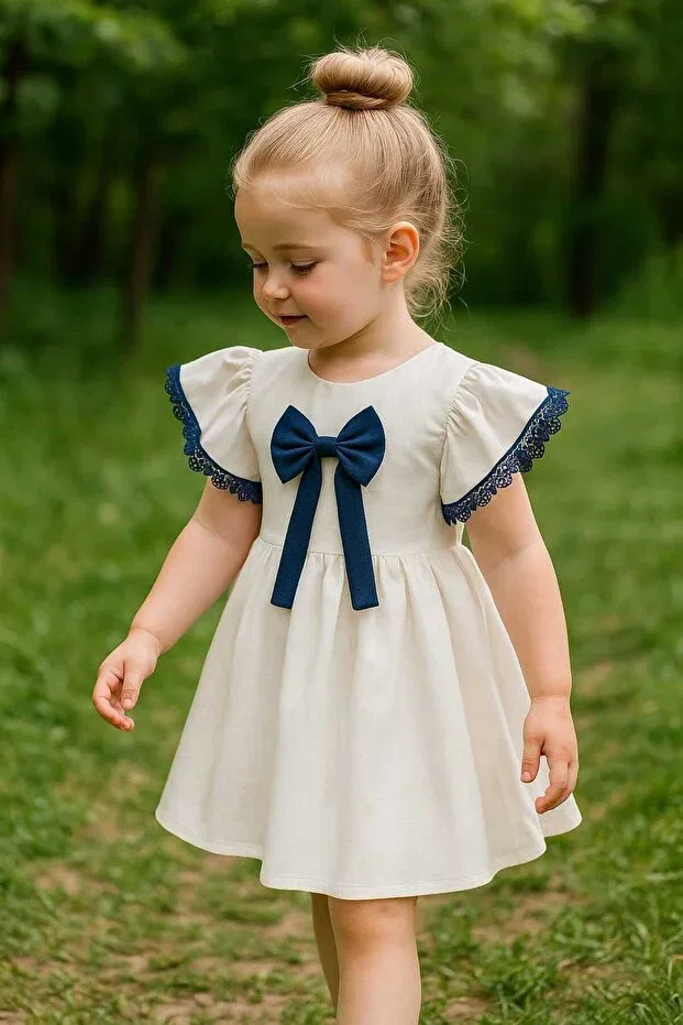Детское платье для девочек с коротким рукавом Baby, White