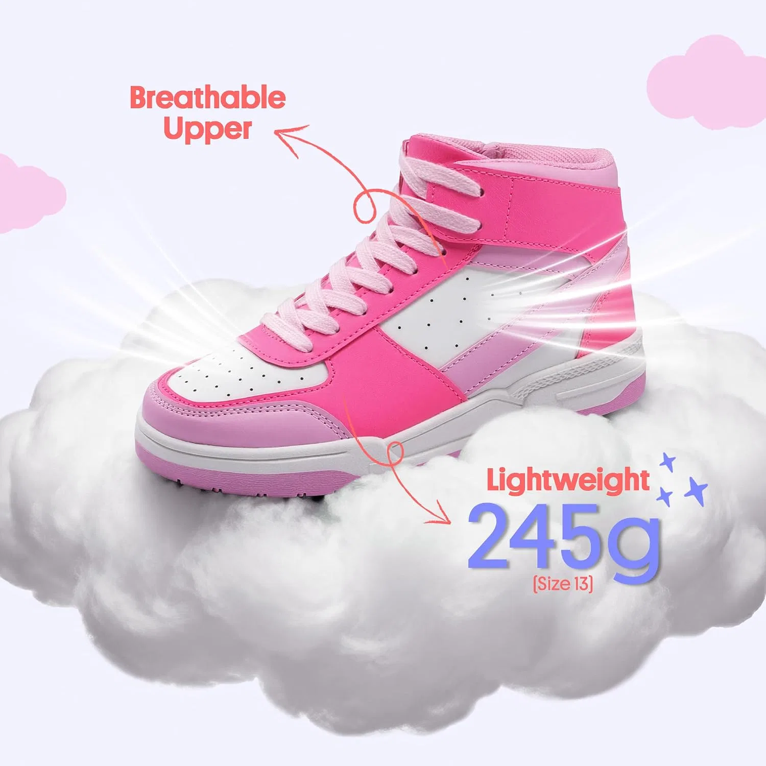 Детские кроссовки для девочек с принтом Classic Sneakers FabKids, Rose Red — фото 4