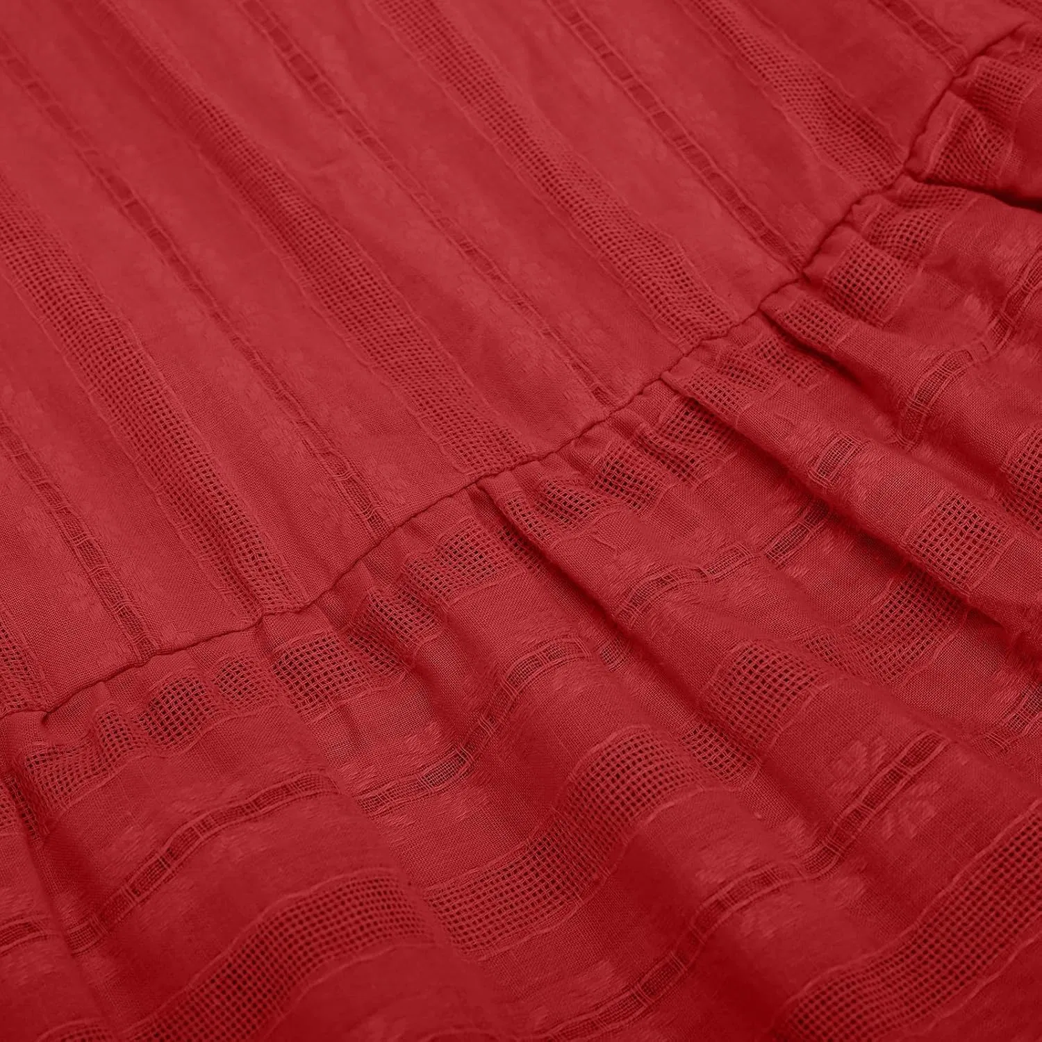 Женское летнее платье макси A-line с V-образным вырезом, Red — фото 4