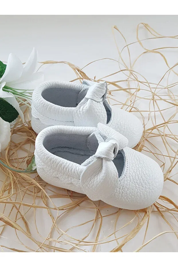 Детские мокасины из натуральной кожи Alice white leather moccasin Hodore, White — фото 3