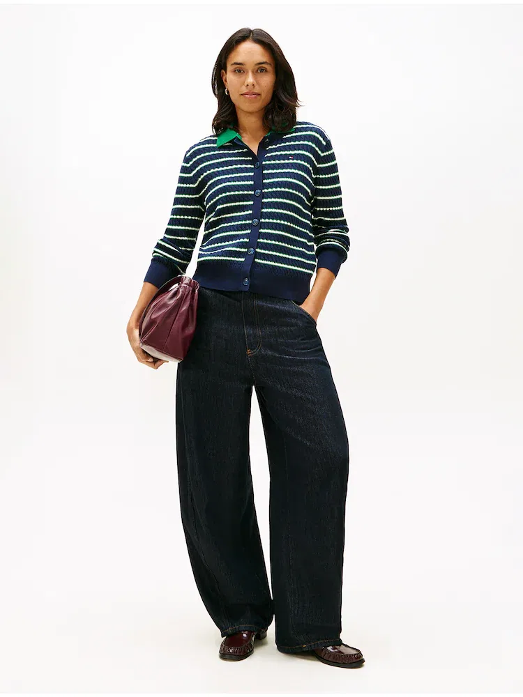 Кардиган мини кабель с контрастной окантовкой TOMMY HILFIGER, Navy — фото 3