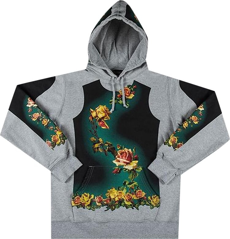 Толстовка Supreme x Jean Paul Gaultier Floral Print Hooded Sweatshirt 'Grey', серый — фото 2