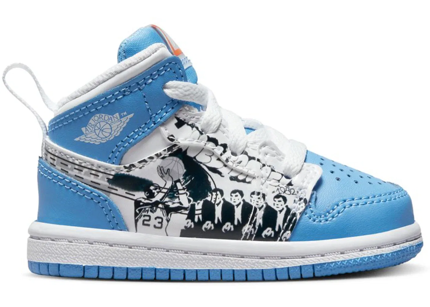 Детские кроссовки Lifestyle с принтом Jordan 1 Mid Jordan, White/University Blue-Starfish