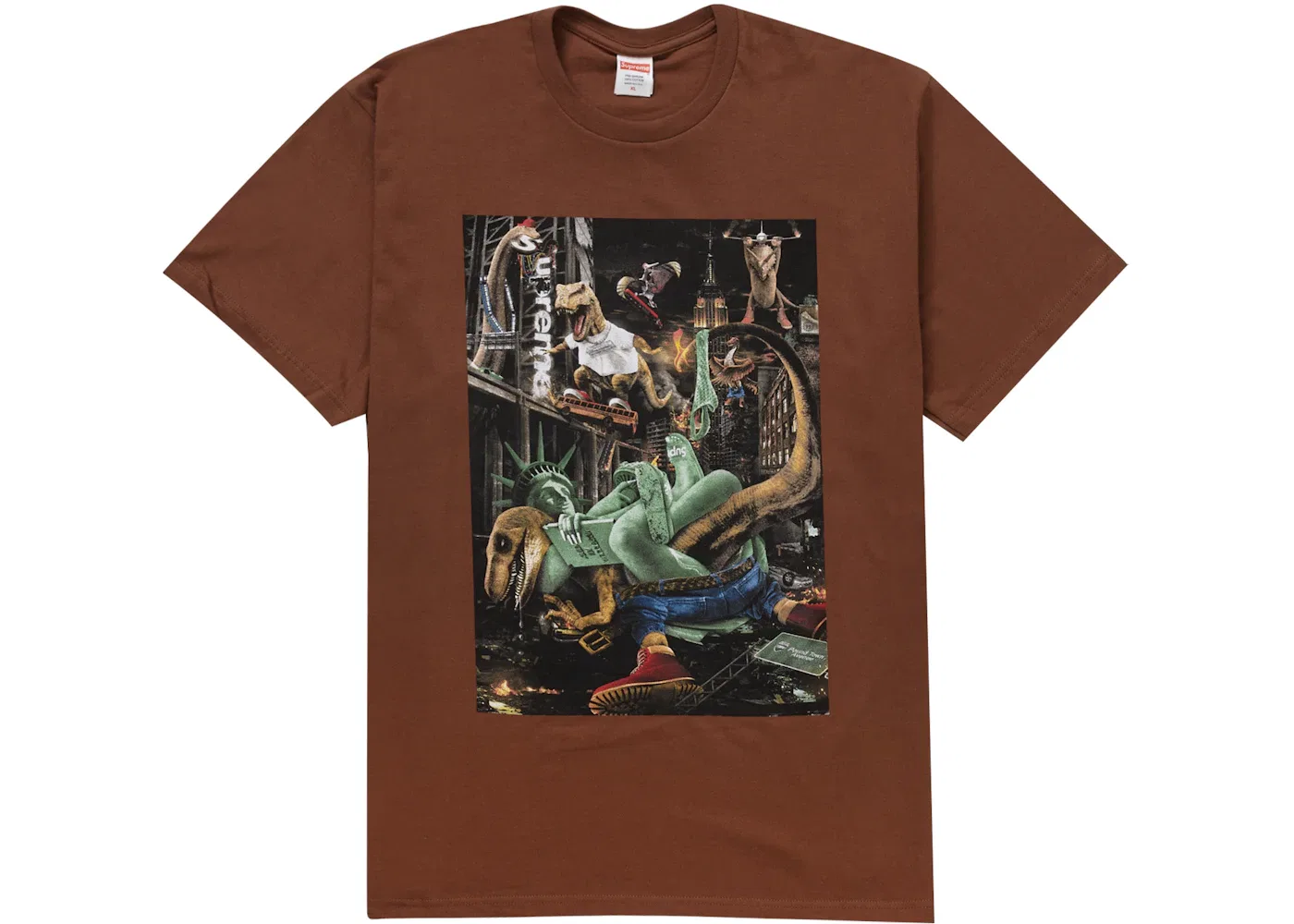 Мужская футболка с принтом Supreme T-Rex Tee Supreme, Brown