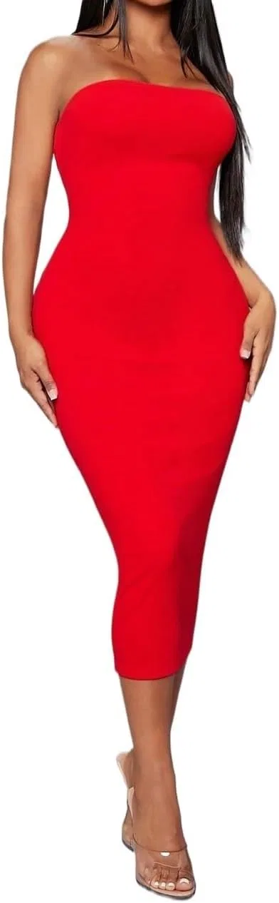Женское облегающее платье миди Bodycon, Red