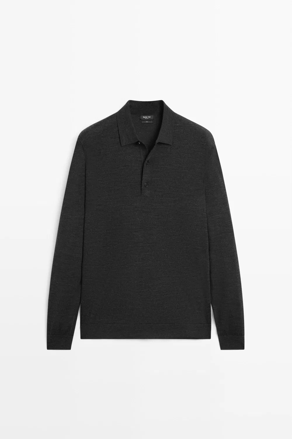 Поло-свитер Massimo Dutti 100% Merino Wool Knit, угольно-серый — фото 2