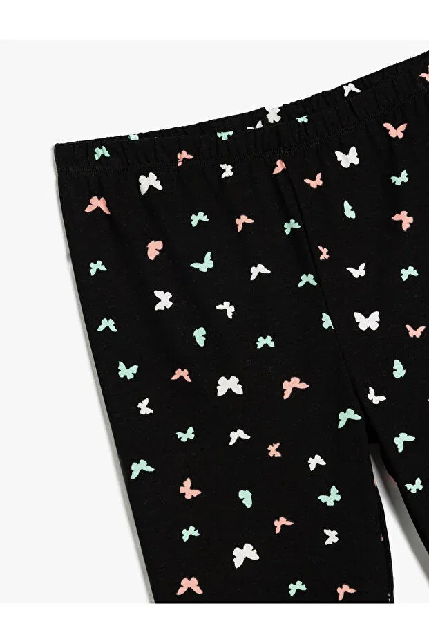 Детские леггинсы для девочек с принтом Butterfly Koton, Black Patterned — фото 3