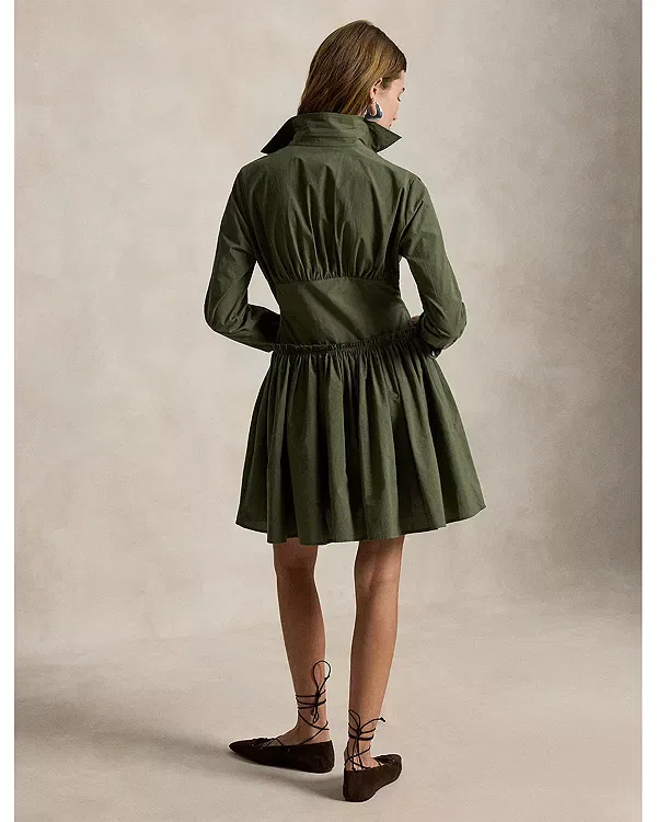 Женское хлопковое платье-рубашка Ralph Lauren, зеленый — фото 3