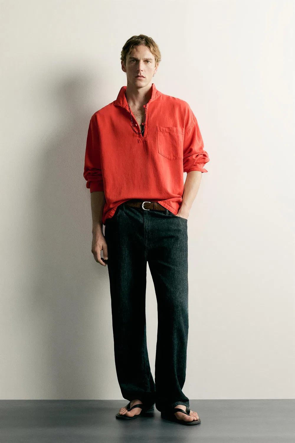Поло свободного кроя ZARA, Red