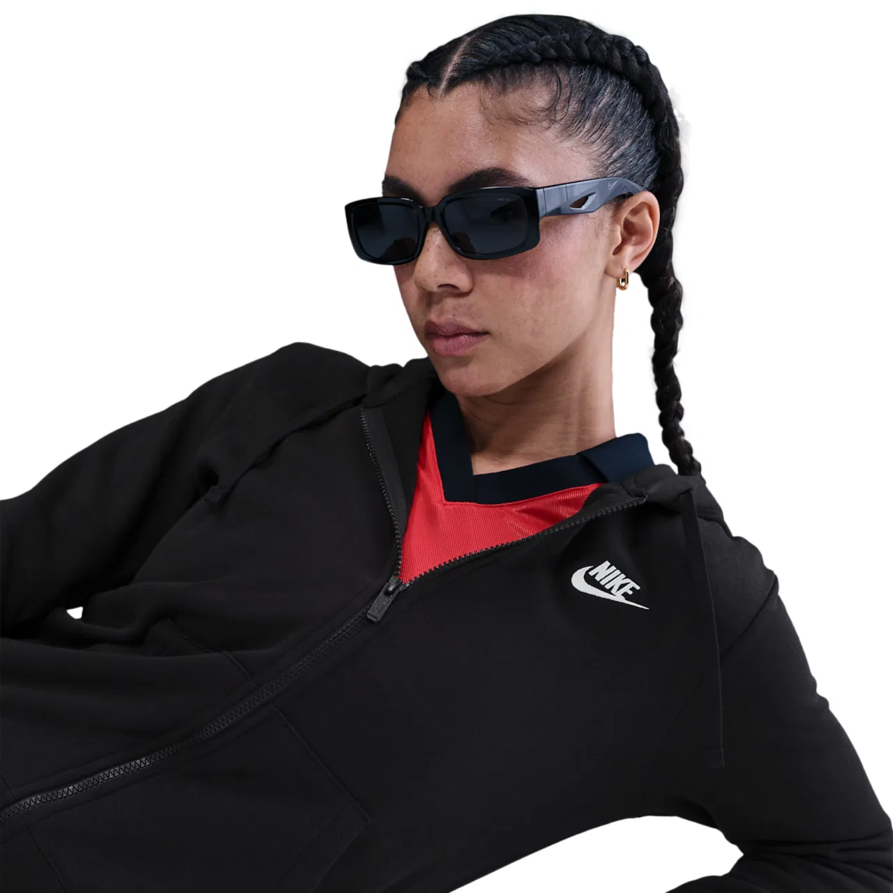 Женская толстовка Club Fleece FZ Nike, белый/черный — фото 3