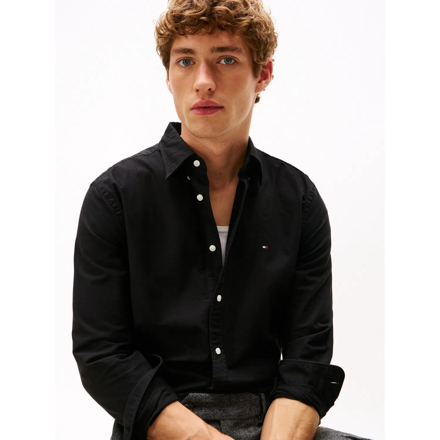 Мужская повседневная рубашка с длинным рукавом Tommy Hilfiger, Black — фото 2