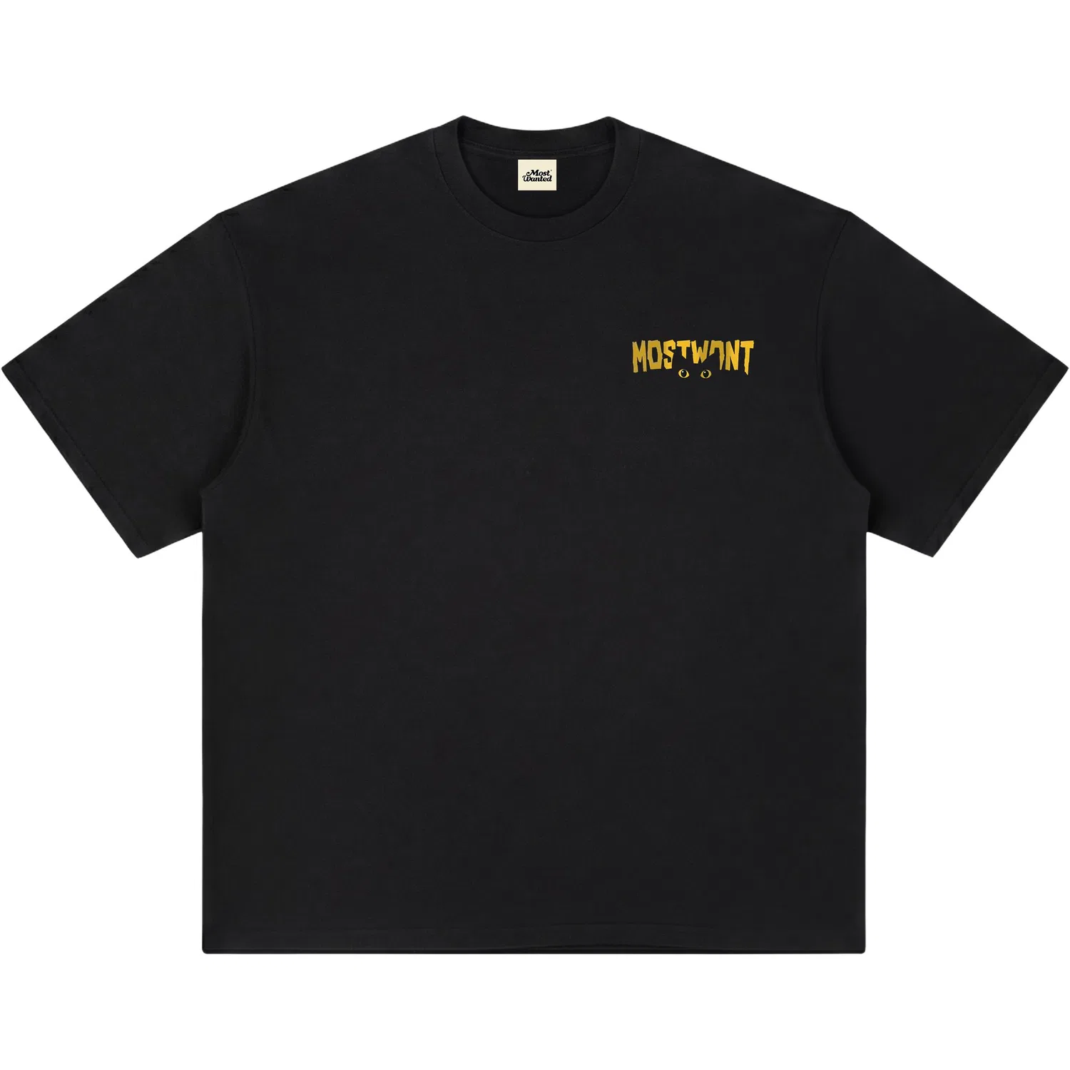 Детская футболка с принтом Unisex Crew Neck Moderate Heavyweight MostwantedLab, Black with Yellow Print