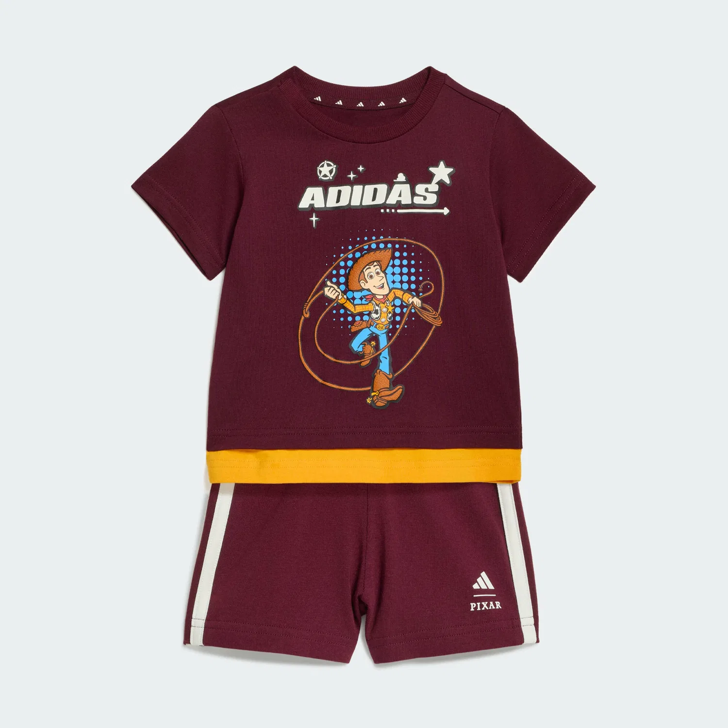 Детский комплект из футболки и шорт с принтом Pixar Toy Story Adidas, Karminrot Weiss