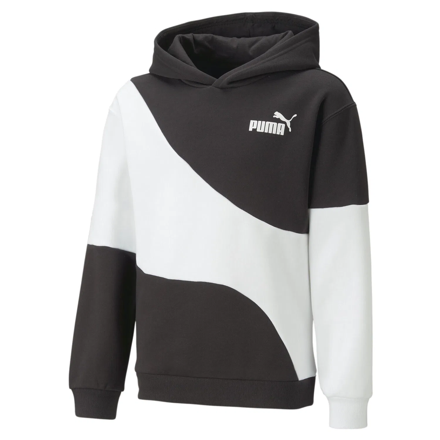 Детское худи с принтом POWER CAT Puma, Schwarz Weiss