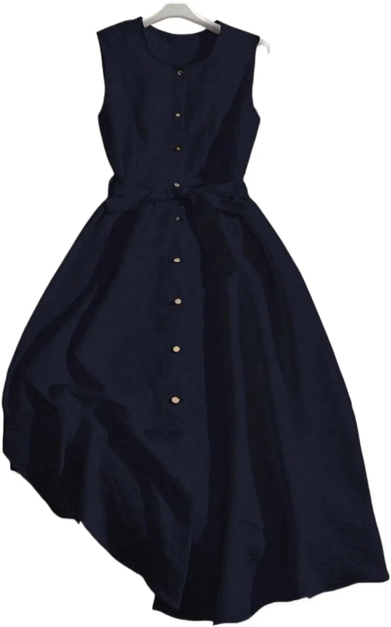 Женское A-силуэта платье на пуговицах Huhuidong, Navy Blue — фото 4