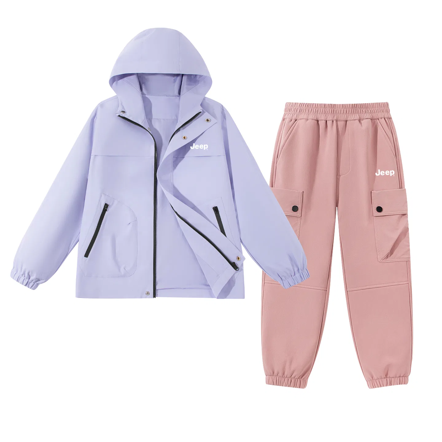 Детский спортивный костюм с капюшоном Jeep, Purple/E White Logo K-Smoke Pink/E White Logo K