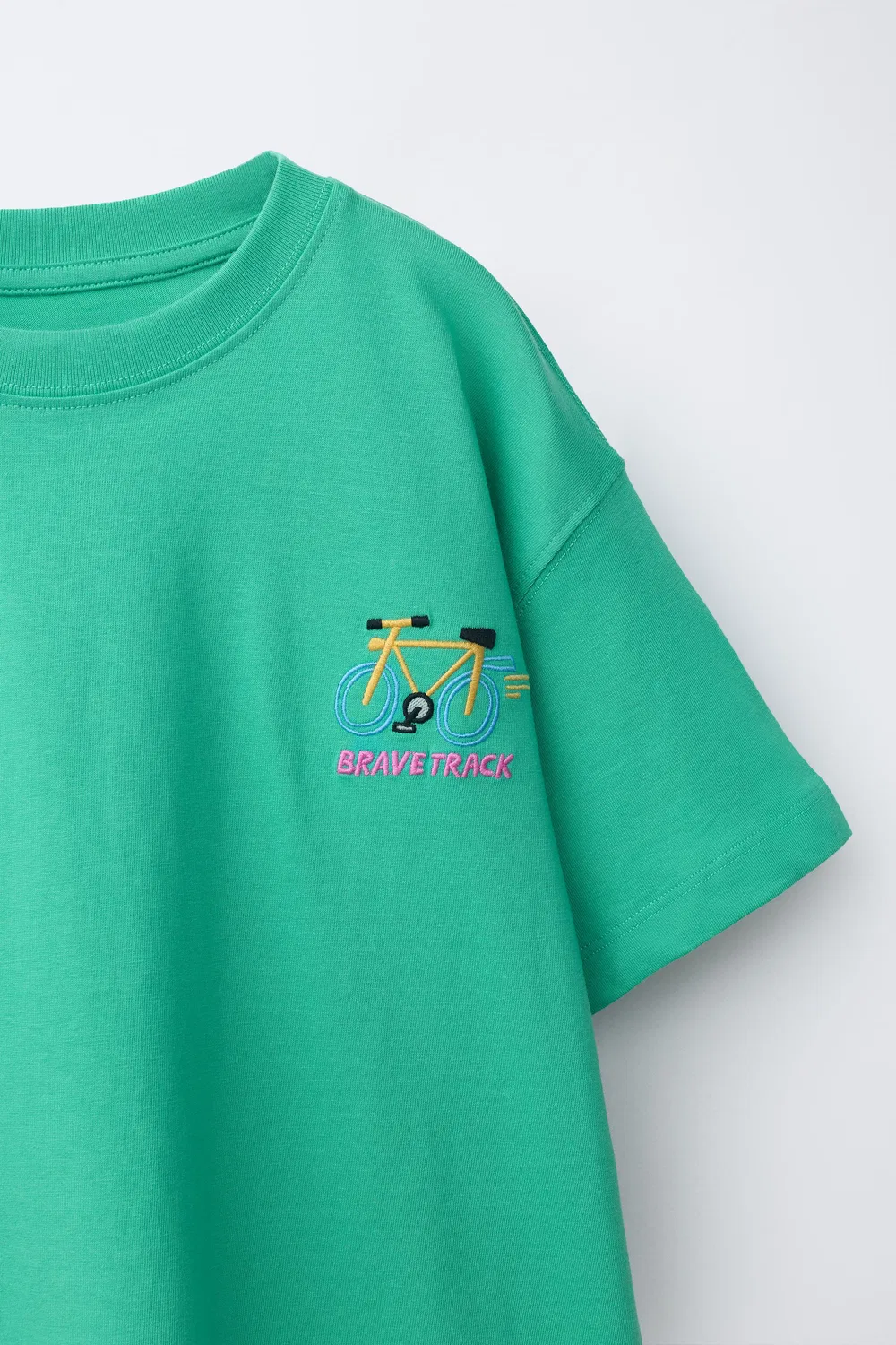 Футболка с вышивкой ZARA, Turquoise — фото 3