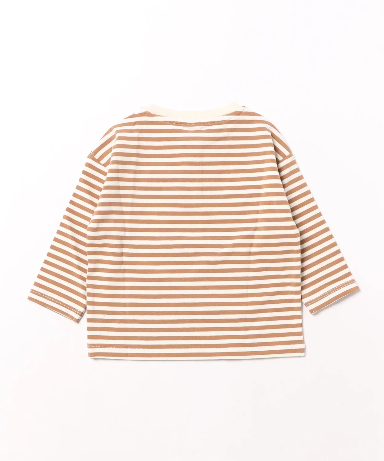Детский лонгслив с длинным рукавомQuincy Mae Cinnamon Stripe, White/Brown — фото 2