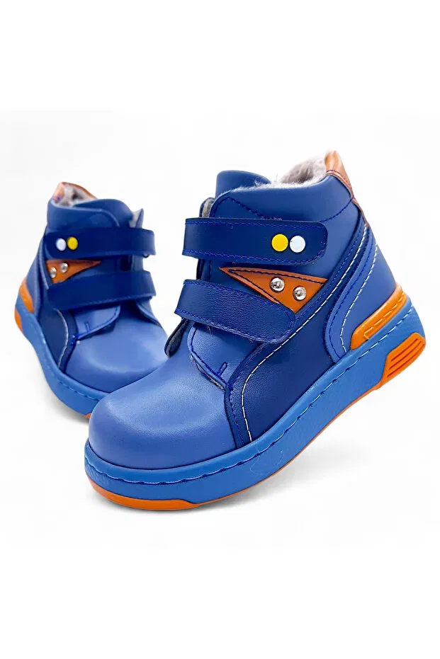 Детские ботинки для мальчиков ортопедические с мехом Beebron, Benetton Orange — фото 4
