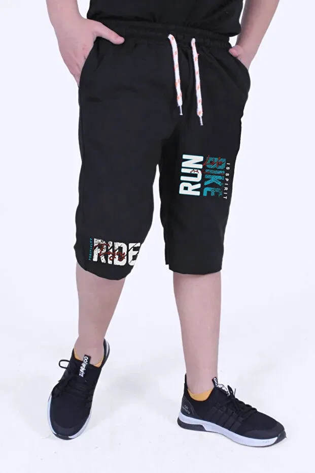 Детские шорты для мальчиков с принтом Bike printed Panios Kids, Black — фото 3