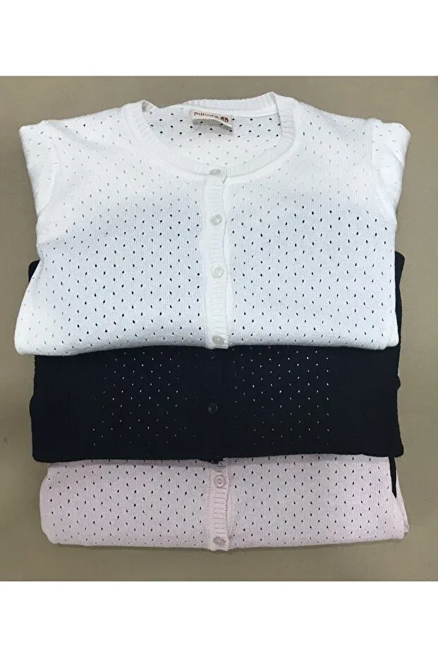 Детский кардиган для девочек хлопковый Dot Perforated Knitwear Cardigan Nonno Kids, Ecru — фото 4