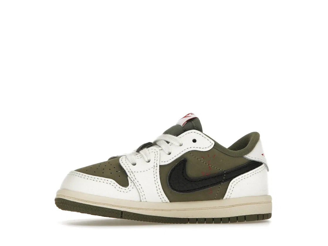 Детские кроссовки lifestyle с принтом Jordan 1 Retro Low OG SP Travis Scott, Medium Olive/Black/Sail/Muslin — фото 3