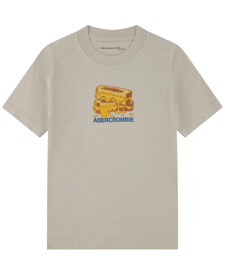 Футболка с коротким рукавом и принтом с grilled cheese на спине abercrombie kids, Oatmeal