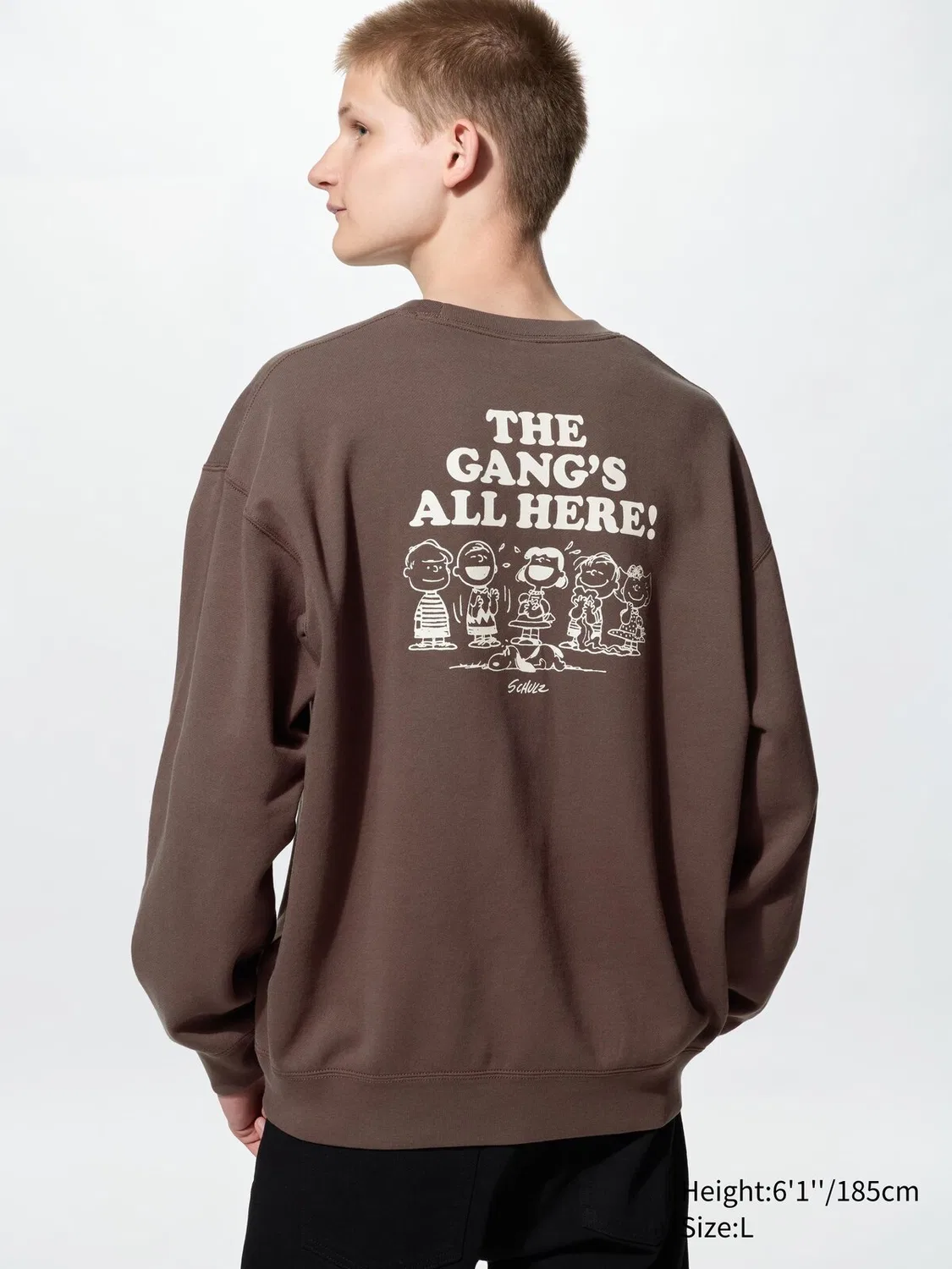 Толстовка Uniqlo Peanuts, с надписью "Peanuts", коричневый