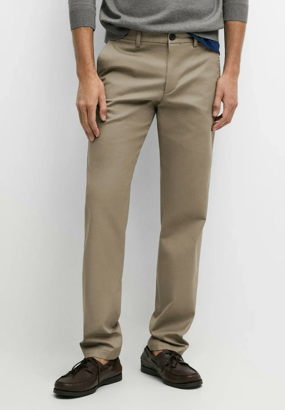 Брюки-Чиносы из смесовой хлопковой ткани, зауженного кроя Massimo Dutti, Mottled Dark Green