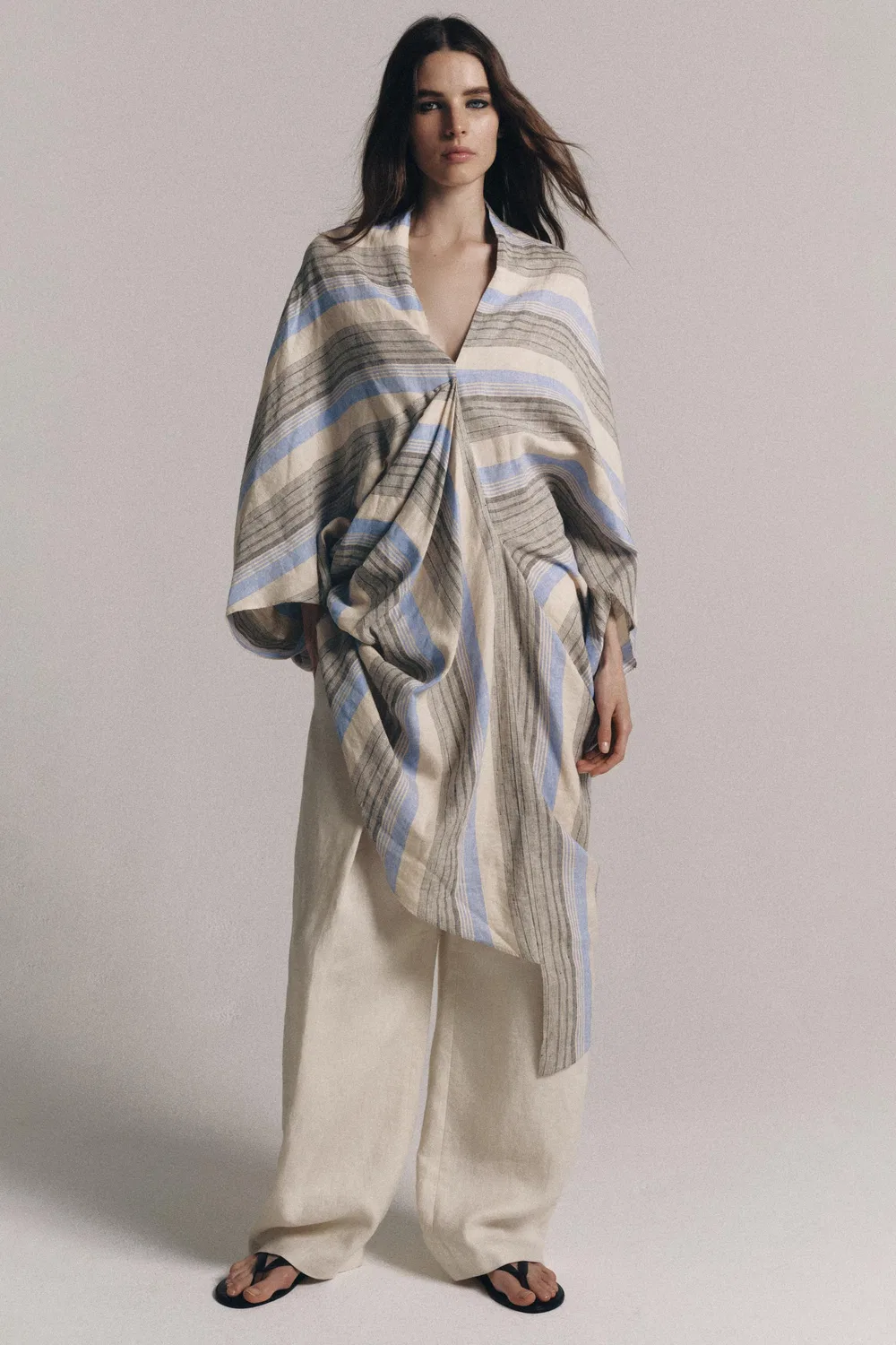 Туника из полосатой льняной смеси от ZW COLLECTION ZARA, striped