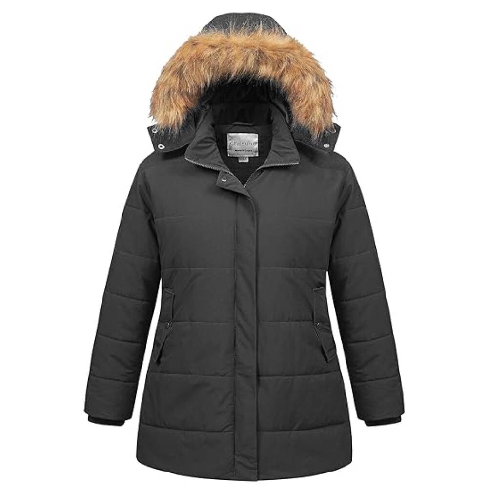 

Пуховик со съемным капюшоном Chrisuno Plus Size, темно-серый