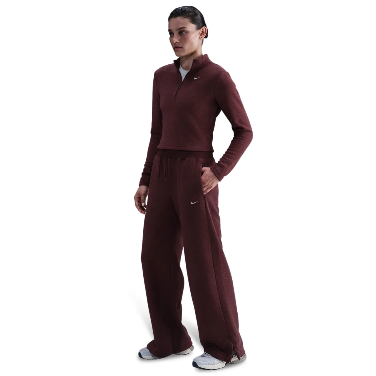 Женские брюки Phoenix Plush Wide Nike, цвет Maroon/Maroon — фото 3