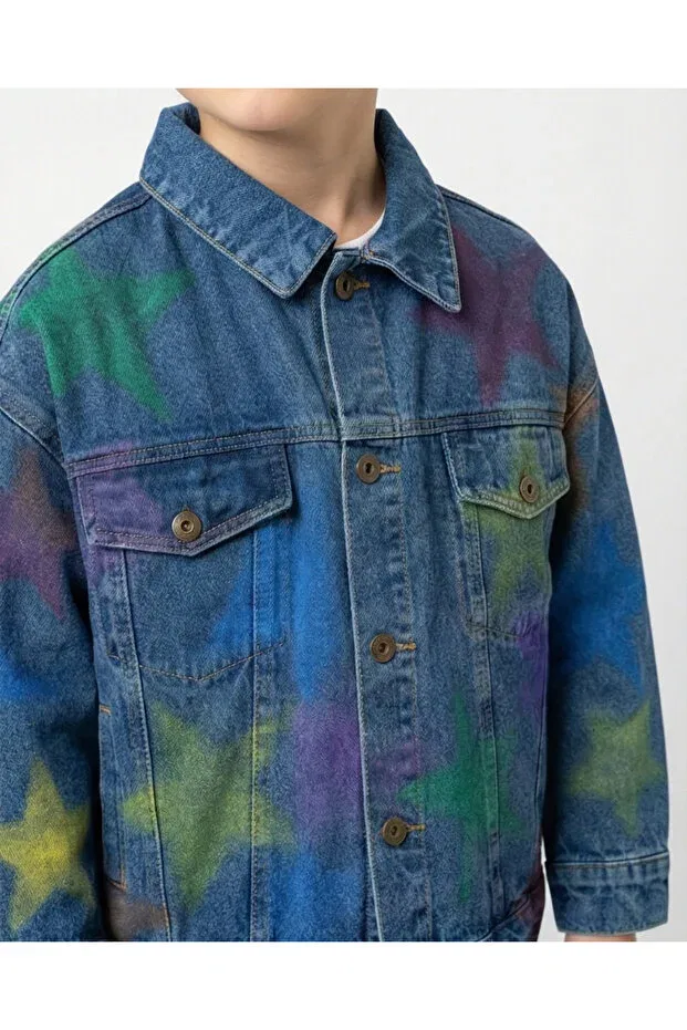 Детская джинсовая куртка с вышивкой Melisam.Msg, Navy Blue — фото 4