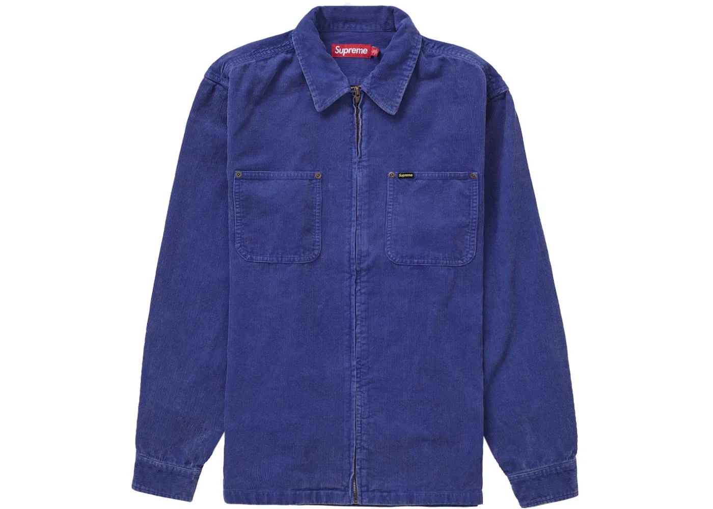 Мужская рубашка из вельвета с принтом Supreme Washed Corduroy Zip Up Shirt Supreme, Blue