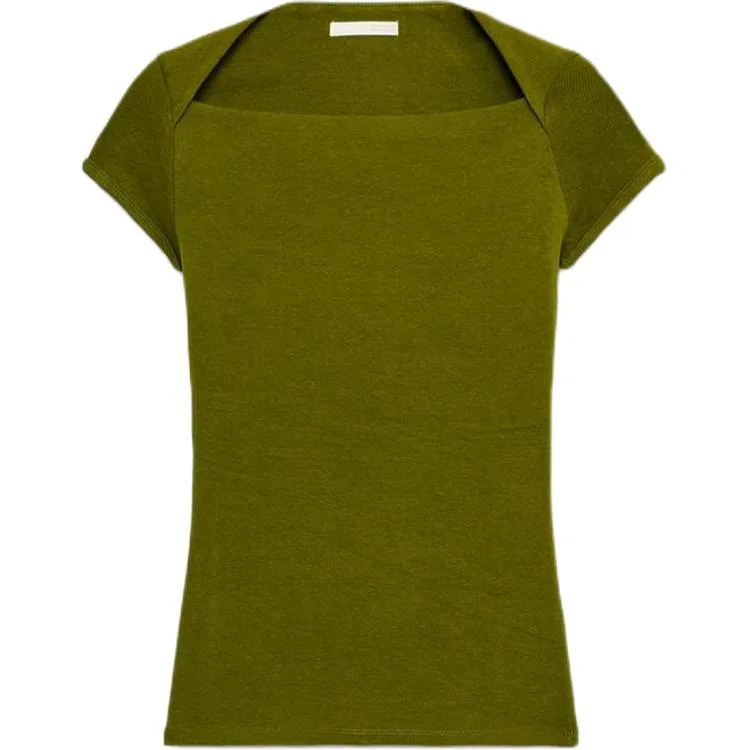 Женская футболка с квадратным вырезом Olive Green ZARA, Olive Green