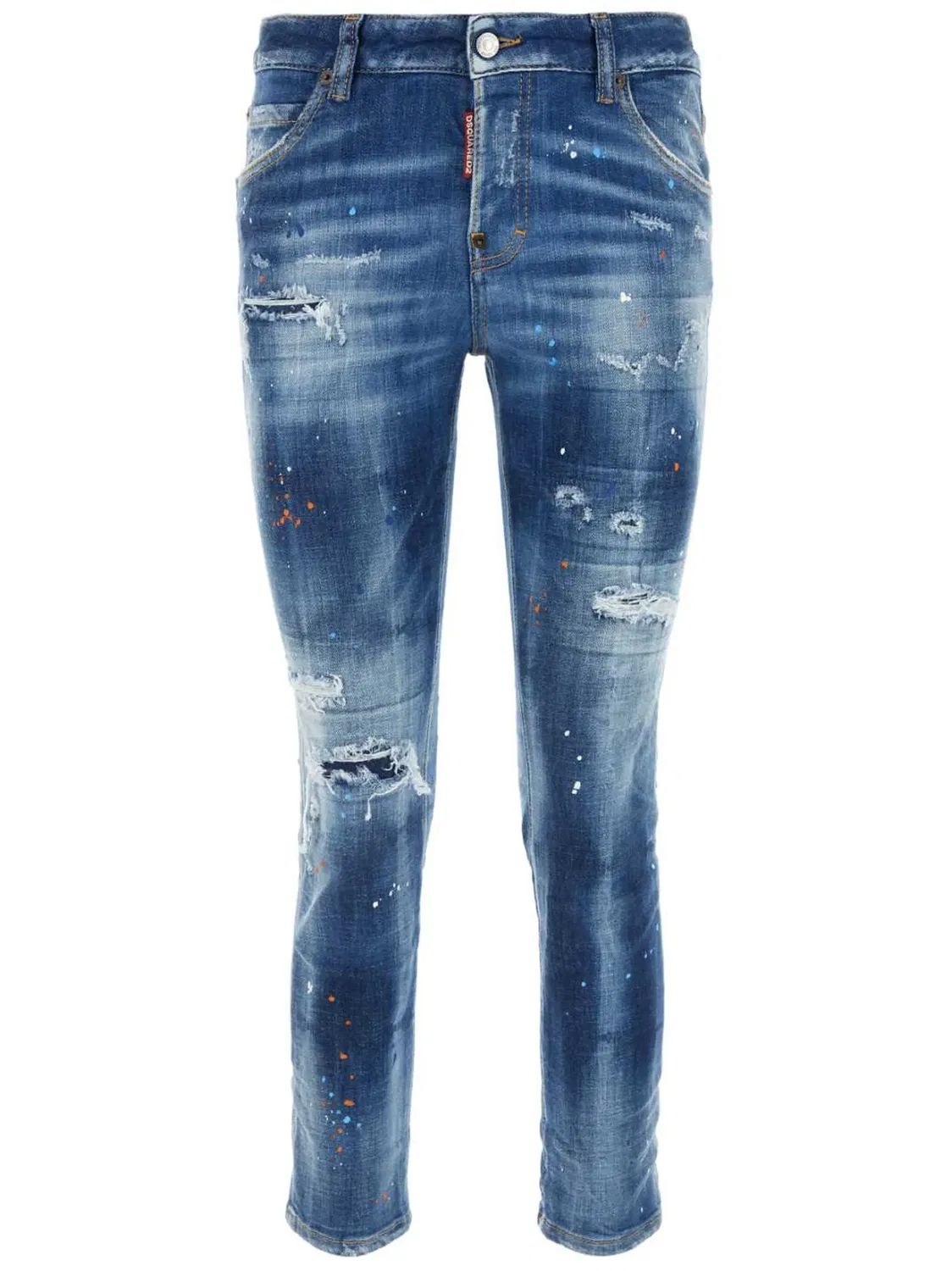 Джинсы с потертостями для девушек DSQUARED2, синий
